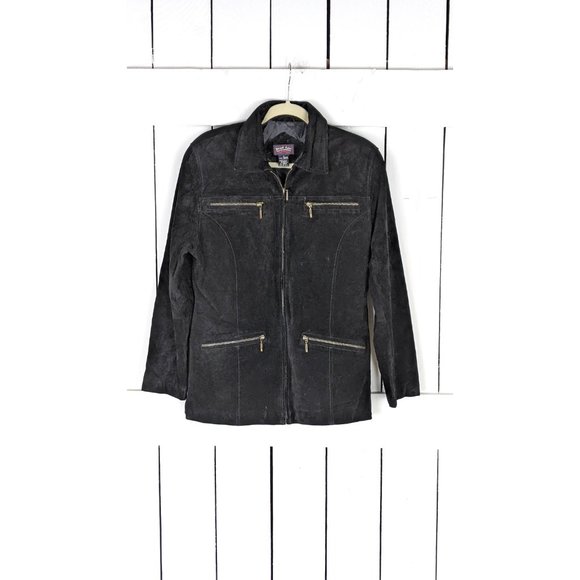Jessi Lee black suede leather zipper jacket medium - Picture 2 of 5